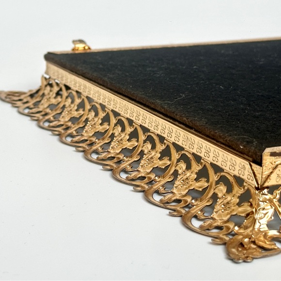 Vintage Gold Ornate Filigree Vanity Mirror Tray with Floral Border - Picture 10 of 15